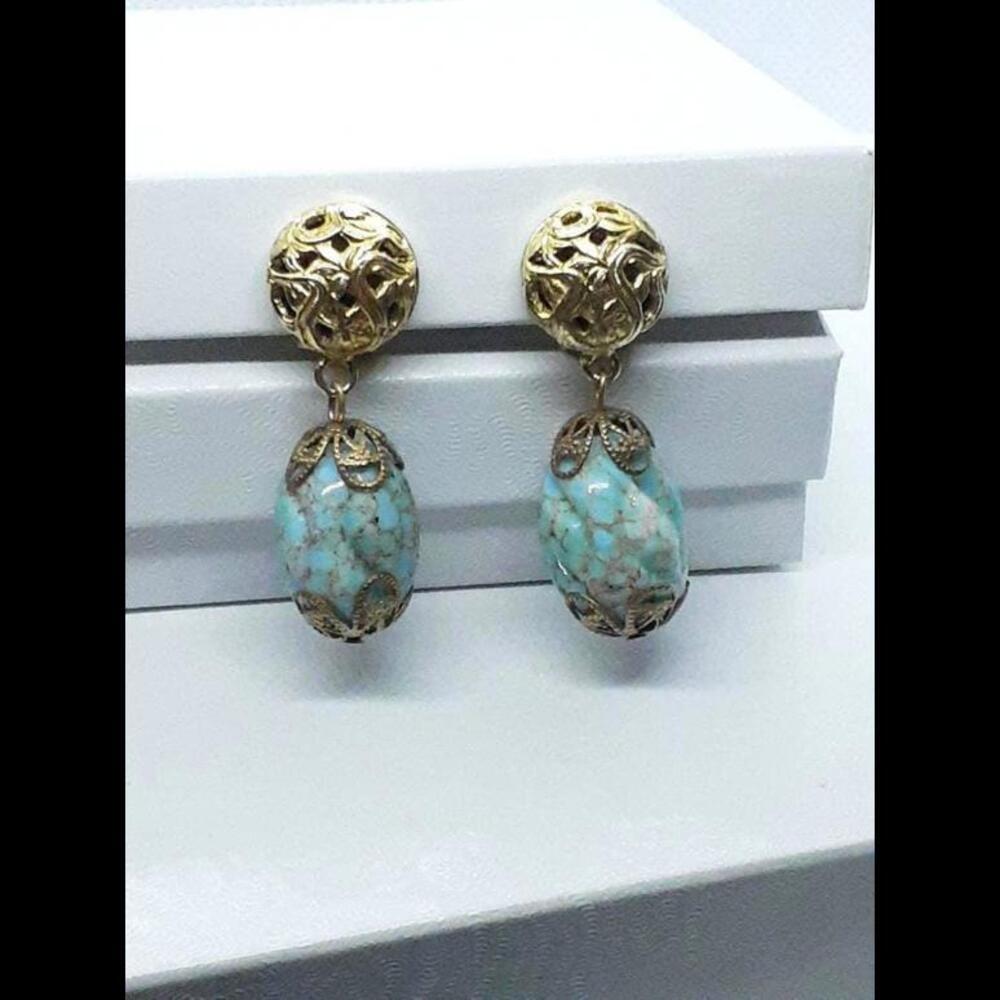 Vintage Friedrich Turquoise Clip-On Earrings